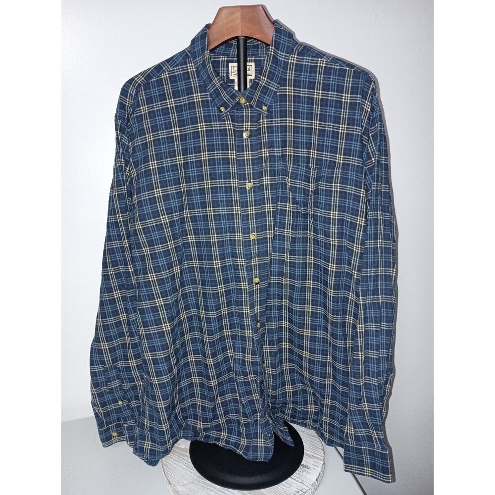 L.L. BEAN:  Blue Plaid Long-Sleeve Shirt, Men's Size XL-REG